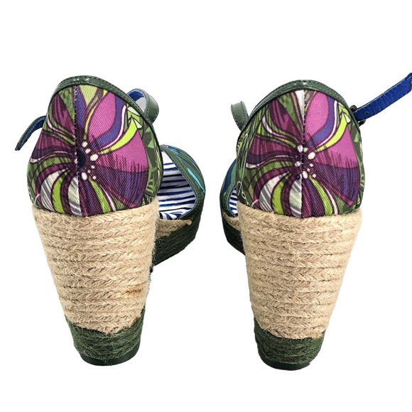 🚨Desigual NWOB Womens Size 40 or US 9 Tropical Striped Espadrille Wedge Sandals - Picture 2 of 6